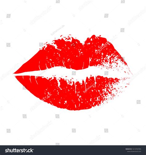 Red Lips Print Isolated On White Stock Vector Royalty Free 1614703783