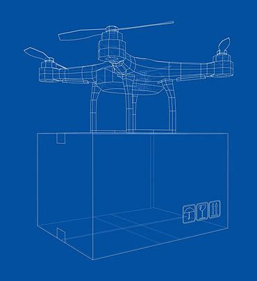 Delivery Drone Concept Outline Multicopter Drone Shipping Photo