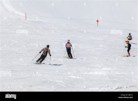 People Skiing In Summer At Hintertux Glacier Ski Resort Stock Photo Alamy