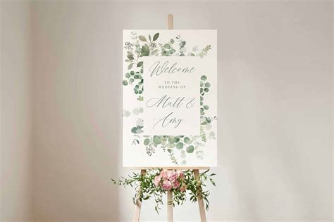 Personalised Wedding Welcome Sign Greenery Mally S Crafts