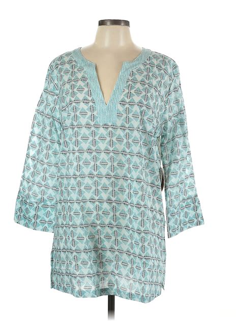 Blu Threads Teal Long Sleeve Blouse Size L 71 Off Thredup