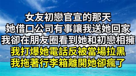 女友初戀官宣的那天，她借口公司有事讓我送她回家，我卻在朋友圈看到她和初戀相擁，我打爆她電話卻被當場拉黑，我拖著行李箱離開她卻瘋了【清風與你】 深夜淺讀 花開富貴 一口氣看完系列 小說