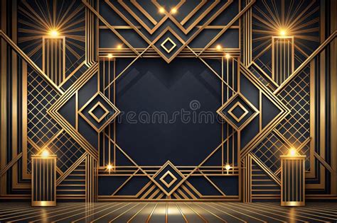 Night Party Geometric Art Deco Style Modern Art Ai Created Content