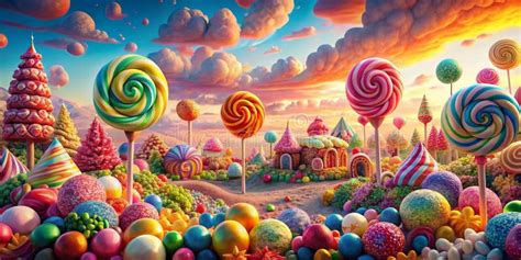 Vibrant Of A Whimsical Candyland Landscape Made Of Colorful Candies Ai