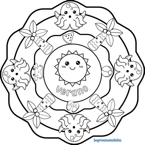 Mandala De Estaciones Verano Mandalas Para Niños Mandalas Para Colorear Niños Clases De