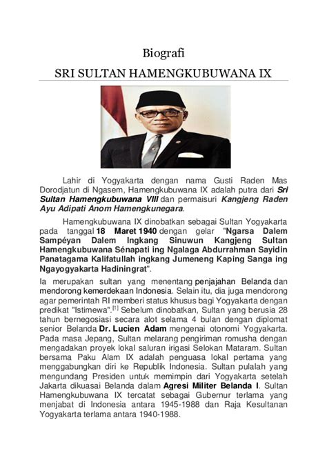 Doc Biografi Sri Sultan Hamengkubuwono Ix Rza Nsrl