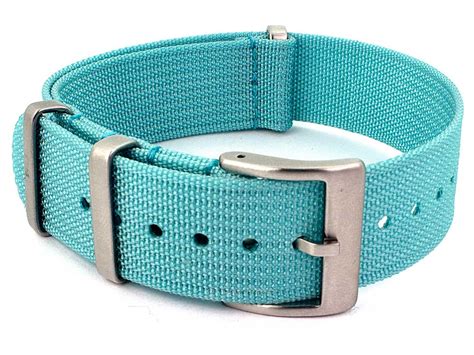 Ribbed Nylon Nato Watch Strap Band Turquoise 18mm 03rd18ab14