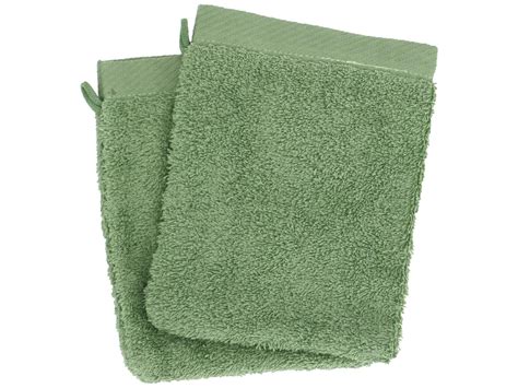 Lot de 2 gants de toilette 16x21 cm coton peigné ALBA céladon