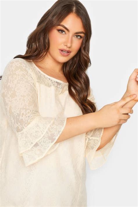 Yours Plus Size Cream Lace Bell Sleeve Blouse Yours Clothing