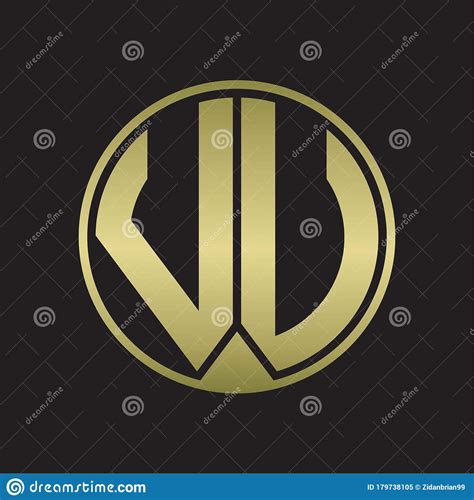 VU Logo Monogram Circle With Piece Ribbon Style On Gold Colors Stock