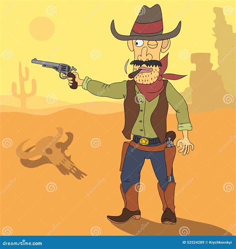 Cartoon Cowboy Stock Vector Illustration Of West Background 52524289