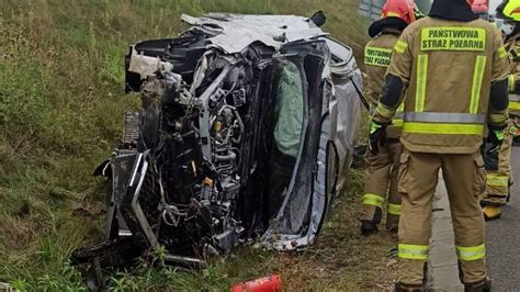 Rybnik Groźny wypadek na autostradzie A1 w stronę Czech Samochód