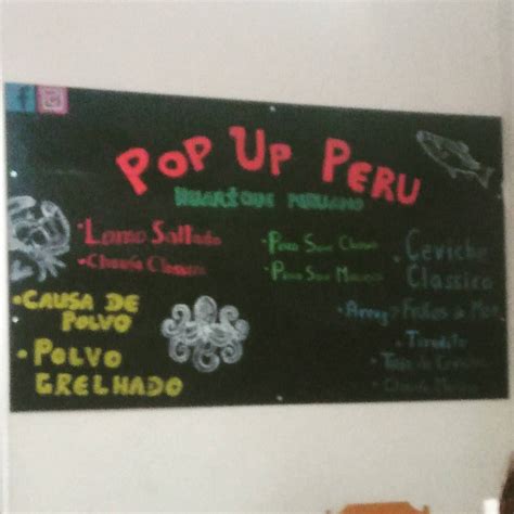 Menu at Pop up Peru restaurant Rio de Janeiro R São Clemente