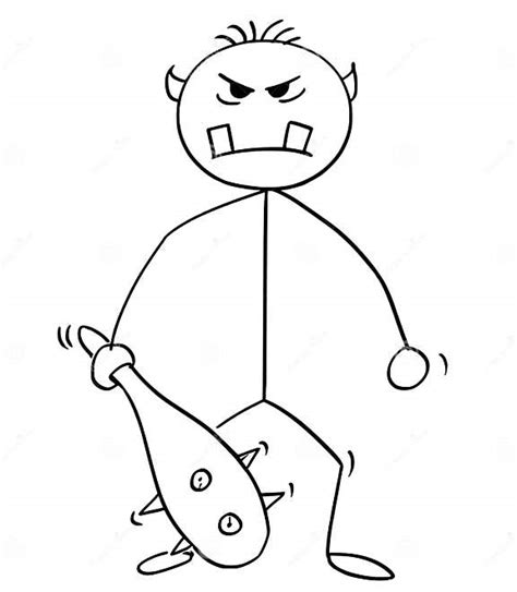 Cartoon Of Ogregiant Or Troll Monster With Club Stock Vector