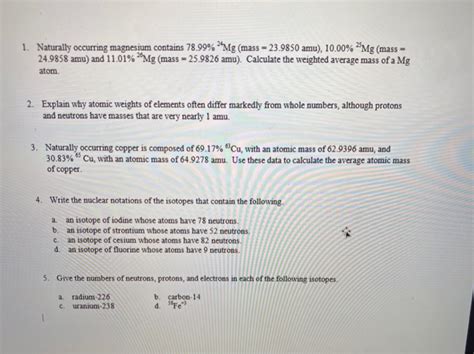 Solved Naturally Occurring Magnesium Contains Mg Chegg