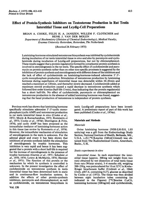 Pdf Effect Of Protein Synthesis Inhibitors On Testosterone Production