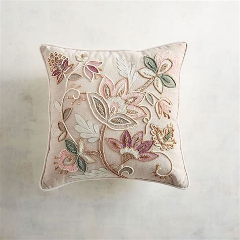 Embellished Blush Jacobean Floral Pillow Pier Imports Almohadas