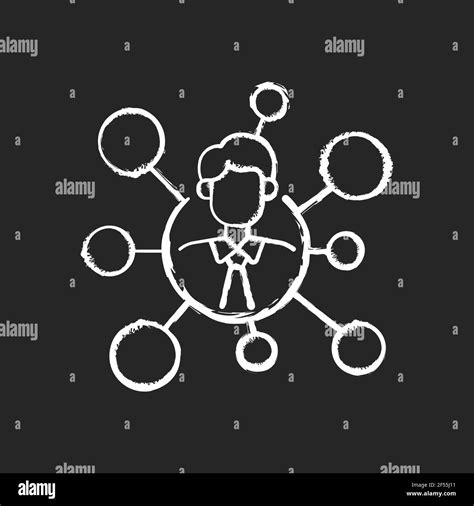 Broker S Connections Chalk White Icon On Black Background Stock Vector