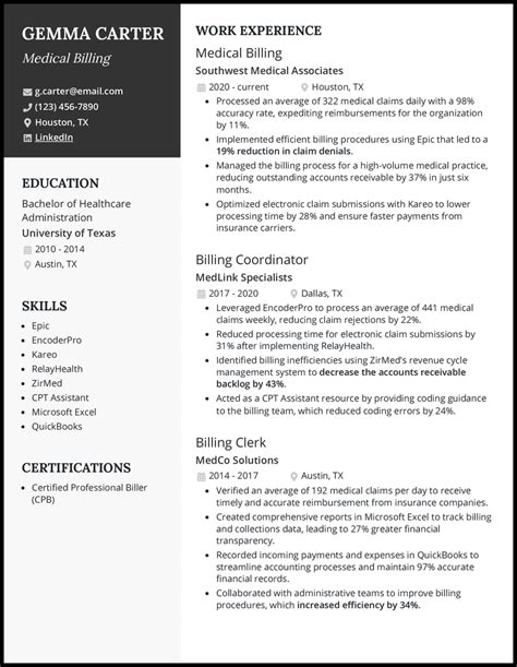 Medical Billing Resume Examples Built For