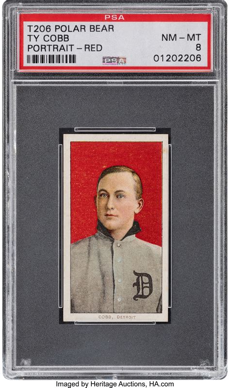 1909 11 T206 Polar Bear Ty Cobb Red Portrait Psa Nm Mt 8 Pop Lot 53004 Heritage Auctions