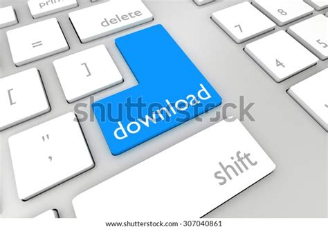 Computer Keyboard Blue Enter Button Download Stock Illustration