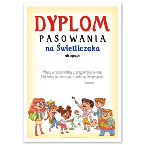 Dyplom pasowania na Świetliczaka Dobra Cena Sklep Online Poznań