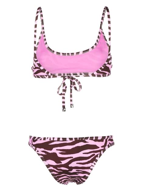 The Attico Zebra Print Bikini Brown FARFETCH