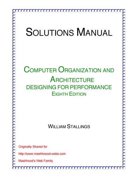 Solution Manual Computer Organization And Architecture 8th Edition