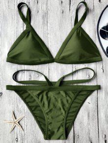 Padded V Strap Thong Bikini Set In ARMY GREEN ZAFUL 2024