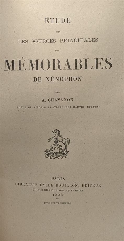 Étude sur les sources principales des mémorables de Xénophon