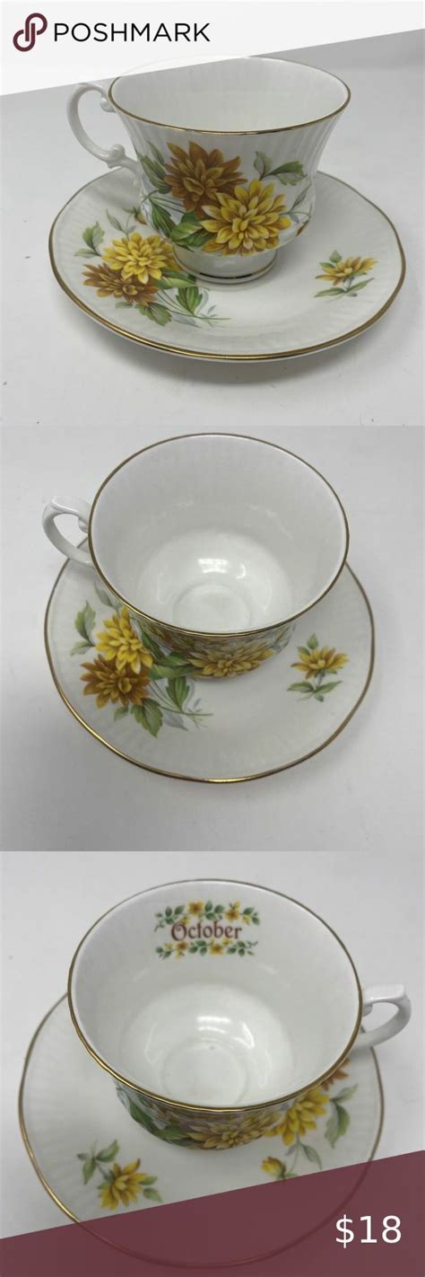 Elizabethan Staffordshire Bone China Tea Cup And Saucer October Antique