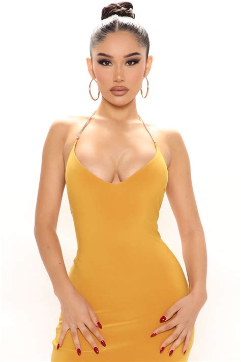 Back In Chains Midi Dress Mustard Fashion Nova Dresses Fashion Nova