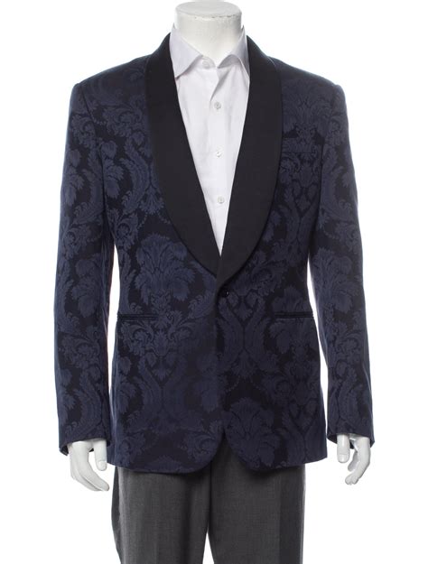 Ralph Lauren Purple Label Printed Tuxedo Blue Suiting Clothing