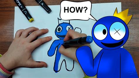 How To Draw Blue Rainbow Friends Step By Step Blue Say Hi Youtube