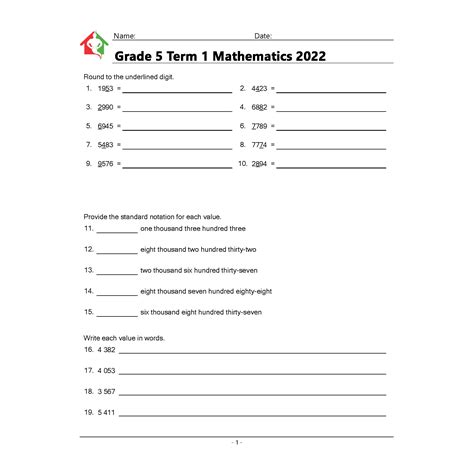 Grade Term Maths Revision Worksheets And Answer Sheets Teacha