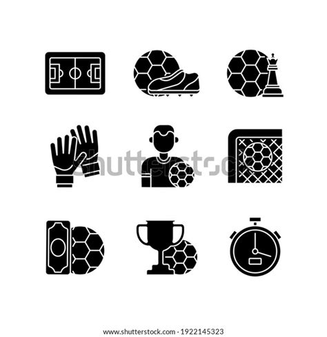 Soccer Glyph Icon Set Play Football Stock Vector Royalty Free