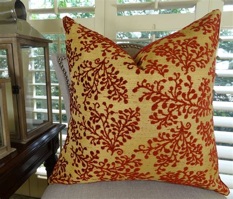 22" x 22" Designer Red Burgundy Throw Pillow - Decorative Throw Pillow ...