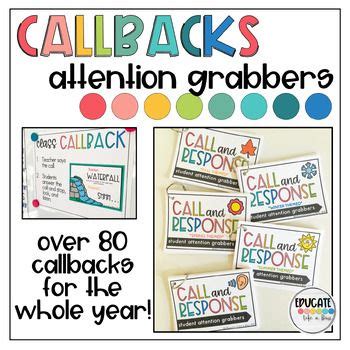 Attention Grabbers Attention Getters Classroom Callbacks Call And