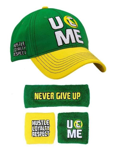 John Cena Green And Yellow Earn The Day Baseball Cap And Wristband Set