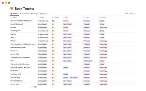 Basic Book Tracker Notion Template