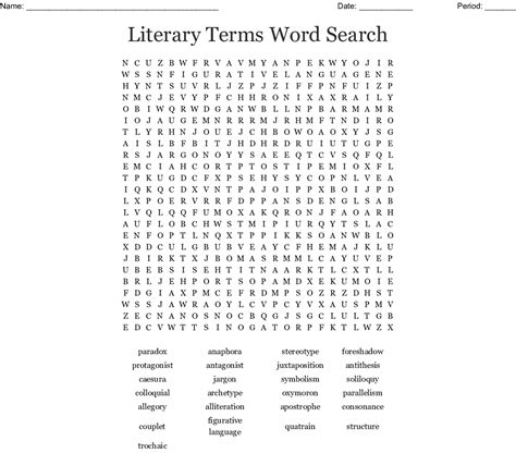 Literary Devices Word Search Wordmint Word Search Printable