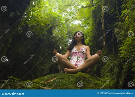 Beautiful Dreamy Portrait Of Young Attractive Asian Woman Enjoying