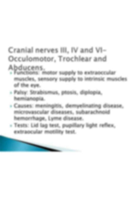 SOLUTION: Cranial nerve palsies key points - Studypool