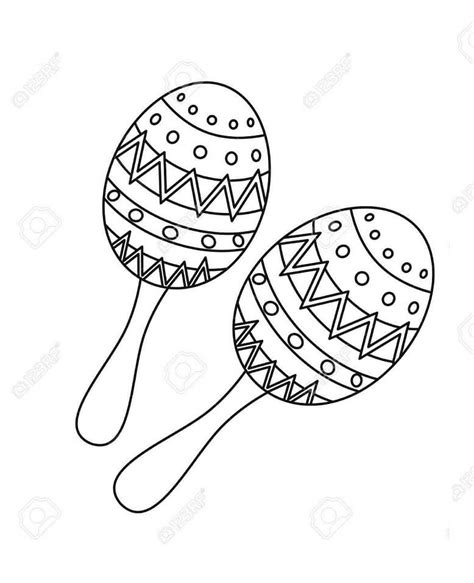 Maracas Y Sombrero Mexicano Para Colorear Imprimir E Dibujar