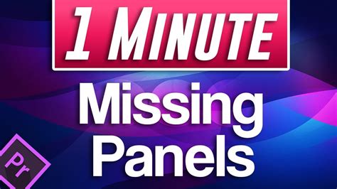 Missing Effect Controls Panel And No Toolbar Fix Premiere Pro Cc