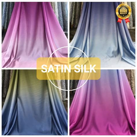 Jual Bahan Kain Satin Silk Gradasi Satin Ombre Kain Saten Gradasi Saten