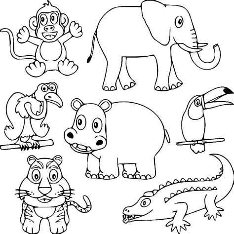 Funny Jungle Animals Coloring Page Download Print Or Color Online