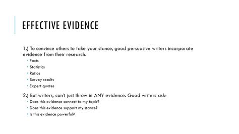 Revisions Body Paragraphs Effective Evidence 1 To Convince Others