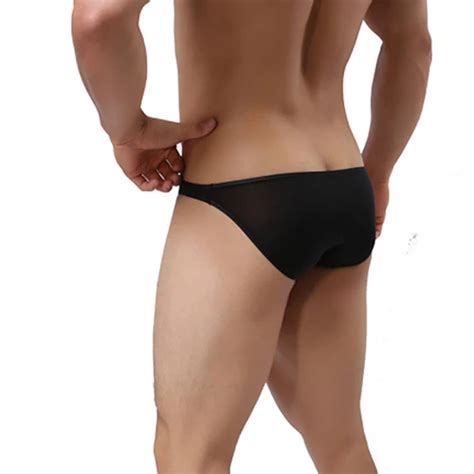 Men Sexy Ultrathin Low Rise Ice Silk S Underwear Bulge Pouch Underpants