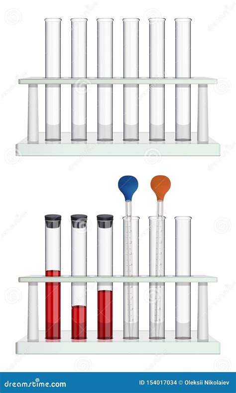 Un Sistema De Tubos Vac Os En Estante Y Un Sistema De Pipetas Y De